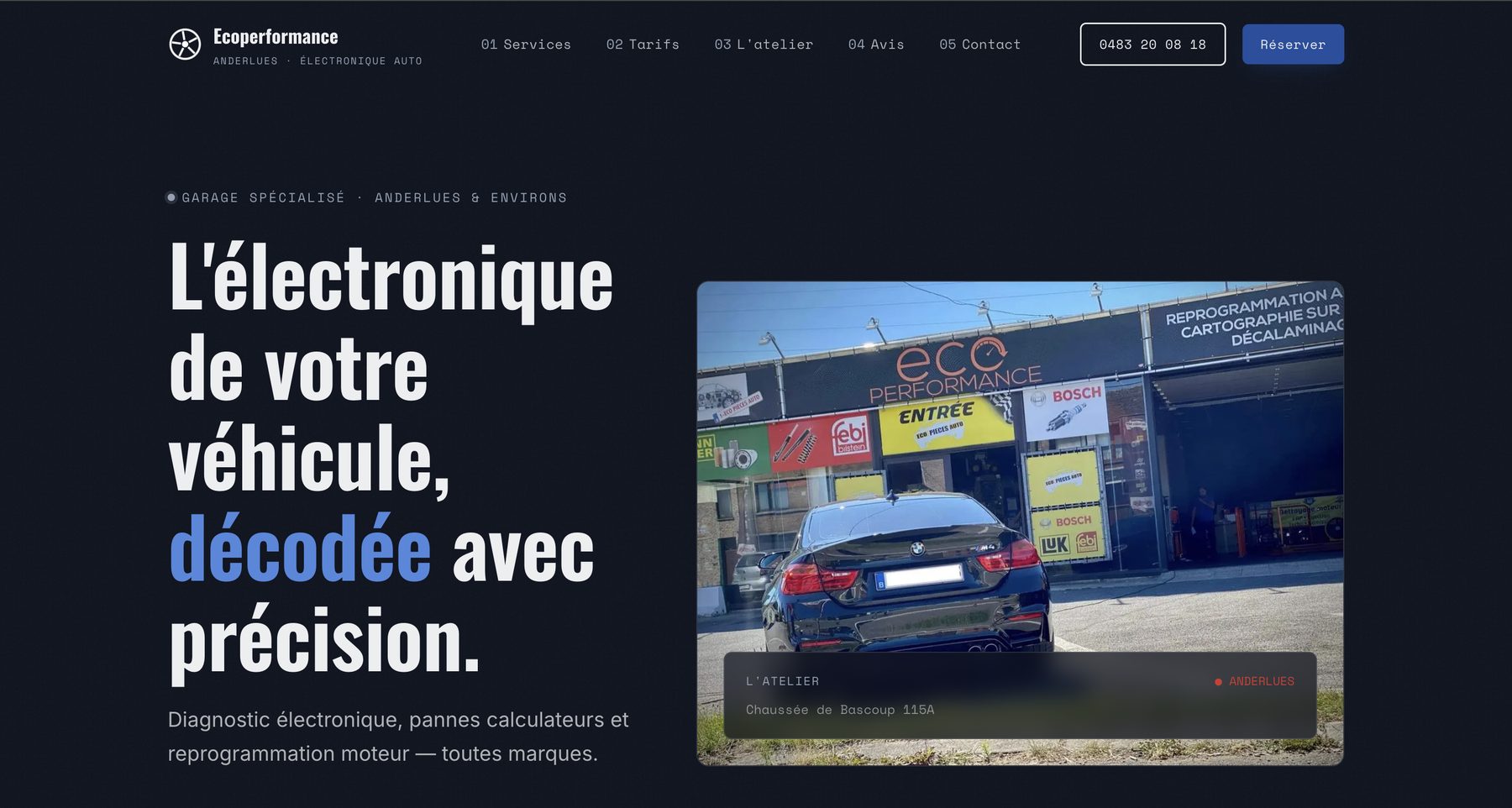 Page d'accueil du site Ecoperformance