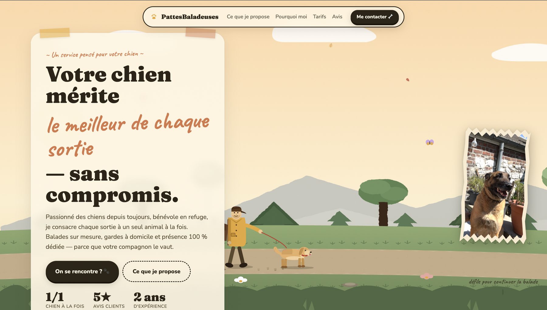 Page d'accueil du site PattesBaladeuses